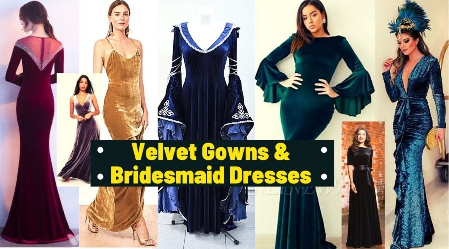 Long Velvet Gowns Designs for Wedding , Party Wear